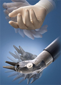 The robotic arm mimics human wrist movements